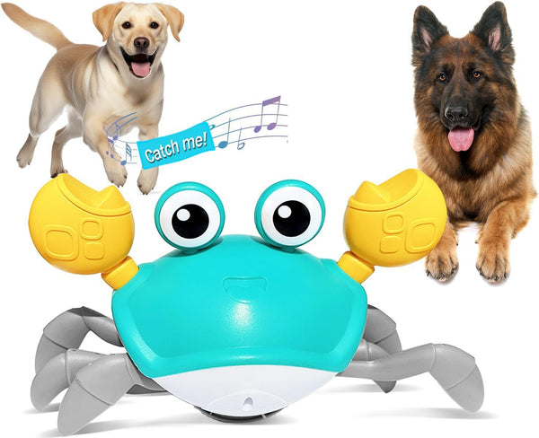 Interactive Escaping Crab Dog Toy with Obstacle Avoidance, Music, Sounds, and Lights – Perfect Christmas Gift for Puppies, Small to Medium Dogs, Cats, and Pets