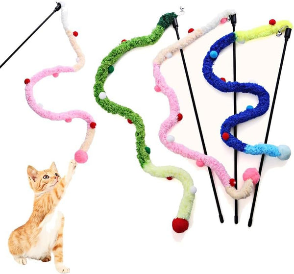 Cat Toys Plush Srtip Cat Wands Interactive Cat Toys Colorful Cat Teaser Wands Interactive Cat Toys For All Breed Sizes